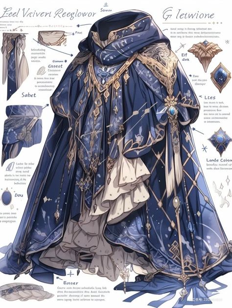 Blue Fantasy Outfit Drawing, Celestial Fantasy Outfit, Fantasy Astronomy Aesthetic Outfits, Fantasy Star Outfit, Cosmic Outfit Aesthetic, Astrologist Outfit, Fantasy Astronomy Outfits, Celestial Cosplay, Space Aesthetic Clothes