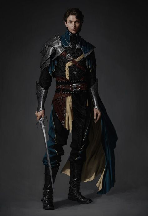 Medevial Knight, Eloquence Bard, Male Fantasy Clothing Royal, Male Fantasy Clothing, Dark Medieval, Fancy Clothing, Fair Outfit, Prince Clothes, King Outfit