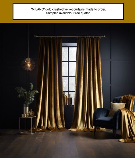 Fabric sample for gold crushed velvet made to measure blackout window curtains Speakeasy Curtains, Bronze Curtains, Gold Curtains Living Room, Lounge Curtains, Blackout Curtains Living Room, Gold Window, Living Room Glam, Speakeasy Decor, Curtains Pictures