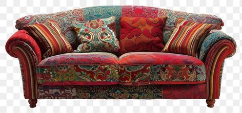 Patchwork Couch, Sofa Png, Colorful Sofa, Bohemian Room, Sofa Colors, Patchwork Fabric, Room Sofa, Fabric Sofa, Sofa Pillows