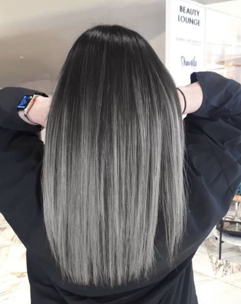 Ash Blonde Hair Balayage, Balayage Hair Grey, Black To Blonde Hair, Silver Ombre Hair, Balayage Hair Ash, Balayage Straight Hair, Grey Ombre Hair, Black Hair Balayage, Silver Blonde Hair