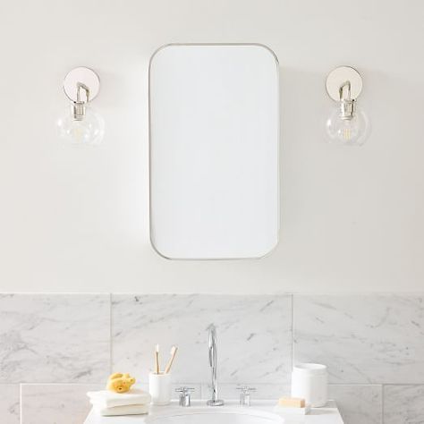 All Bathroom Renovation | West Elm Seamless Medicine Cabinet, Brass Bathroom Hardware, Light Up Vanity, Mid Century Bathroom, Vanity Mirrors, Stone Bath, Medicine Cabinets, Medicine Cabinet Mirror, Room Planning