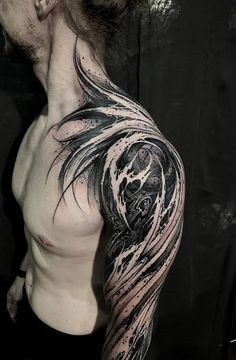 Ember Tattoo, White Tattoo On Dark Skin, Vampire Squid, Tattoos 2024, Skin Studio, Organic Tattoo, Blackout Tattoo, Cool Arm Tattoos, Biomechanical Tattoo