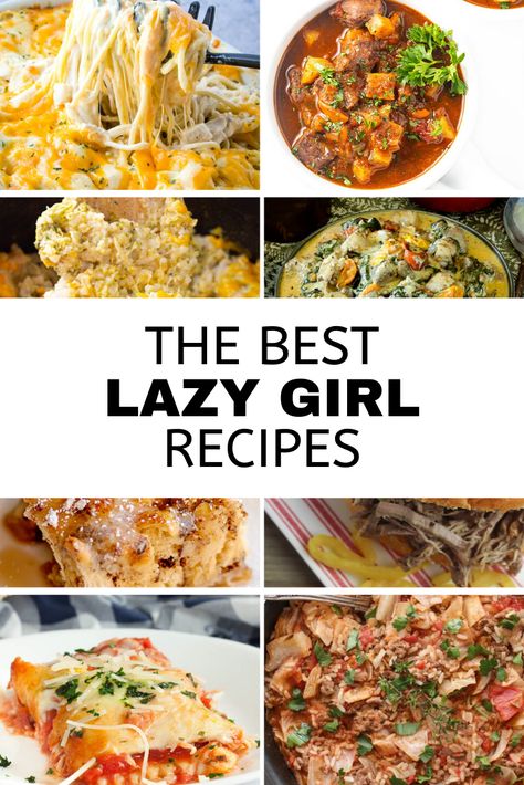 Lazy Girl Recipe Roundup - Sandee Booth Lazy Girl Crockpot Recipes, Lazy Girl Lunch Ideas, Lazy Girl Dinner Easy Recipes, Lazy Girl Recipes, Lazy Girl Meals, Lazy Girl Dinner, Lazy Girl Meal Prep, Lazy Girl Meal Plan, The Lazy Dish