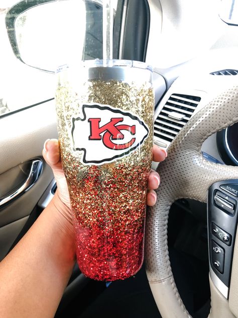 Red and Gold Glitter Ombré KC Chiefs Tumbler Chiefs Tumbler, Glitter Quotes, Tumbler Coffee Cups, Tumbler Pictures, Chiefs Logo, Silhouette Diy, Glitter Tumbler Cups, Custom Tumbler Cups, Glitter Party