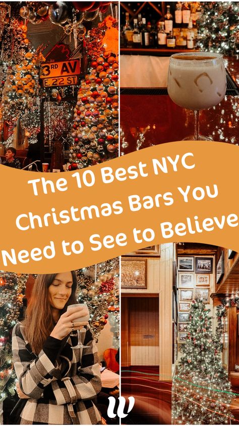 This guide to NYC Christmas travel & the best bars to visit in NYC at Christmas time will keep all your travel plans and holiday spirit alive during the festive season. This bar hopping guide is going to help you avoid long lines and can be used to make sure you see the best bars NYC has to offer at Christmas. Head to the blog to sign up to get access | NYC travel | Christmas in NYC #Christmas #barhopping #NYC Travel Christmas, Nyc Christmas Shopping, Nyc At Christmas, Nyc Christmas Restaurants, Day Trip To Nyc At Christmas, Christmas In Nyc, New York Christmas Restaurants, Chelsea Market Nyc Christmas, Best Restaurants In Nyc At Christmas