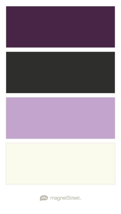 Lavender And Eggplant Wedding, Purple And Charcoal Wedding, Lilac And Black Wedding Theme, Lilac And Black Wedding, Black And Lilac Wedding, Wedding Bridal Party Colors, Lavender And Black Wedding, Purple Black And White Wedding, Plum Color Palette