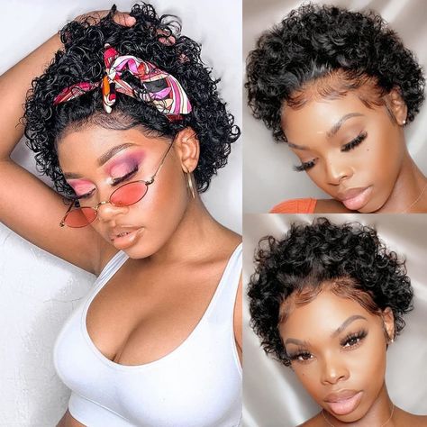 Cheap Human Hair Wigs, Short Curly Pixie, Curly Lace Frontal, Lace Texture, Women Wigs, Party Wig, Curly Pixie Cuts, Curly Bob Wigs, Curly Pixie