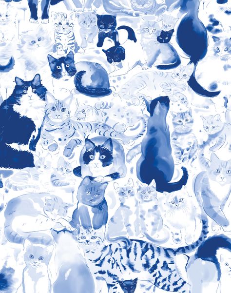 Wallpaper Gatos, Cat Roll, Cute Cat Wallpaper, Blue Wallpaper, Cat Wallpaper, Blue Cats, Magical Places, Wallpaper Samples, Wall Covering