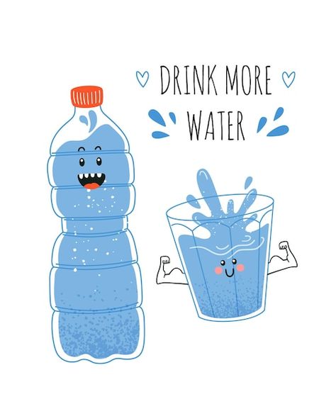 Water Is Food Poster, Drink Water Pictures, Water Related Drawings, Drink More Water Quotes, Drink Water Reminder Funny, Water Doodle Art, Drink Water Cartoon, Drink Your Water Quotes, Drinking Water Quotes