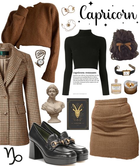 Capricorn Style Fashion, How To Dress Like A Capricorn, Venus Sign Capricorn Style, Dressing Like Your Venus Sign Capricorn, Capricorn Aesthetic Clothes, Gemini Style Fashion, Lilith Capricorn Style, Lilith In Capricorn Aesthetic, Capricorn Inspired Outfits