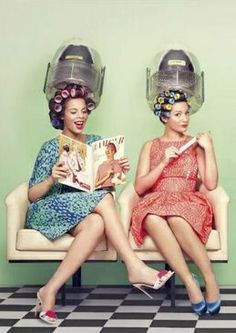 Women Under Hair Dryers | Ladies at the beauty parlor, sitting under the hair dryers. Stile Pin Up, Vintage Beauty Salon, Vintage Hair Salons, Hair Salon Interior, Flipagram Instagram, Retro Beauty, Hair Dryers, Beauty Parlor, Hair Essentials