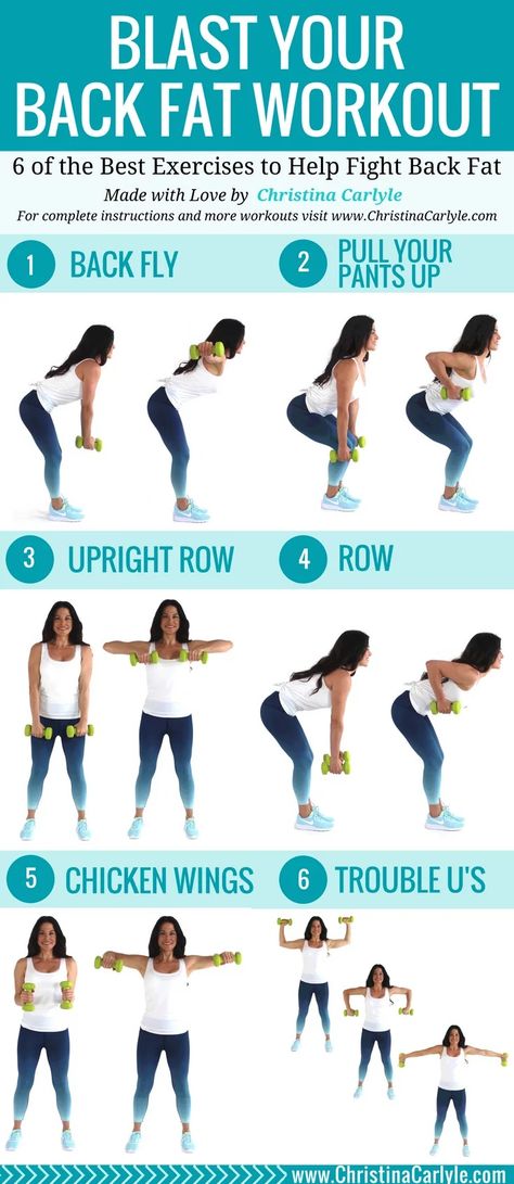 The best Exercises for back fat into a quick and easy Workout for Women. This workout is perfect for home, beginners and busy women. If you want to get rid of back fat, you're going to love these exercises for back fat. https://www.christinacarlyle.com/back-fat-exercises/ Stubborn Back Fat Workout, Easy Back Fat Exercises At Home, Back And Side Fat Workouts, Upper Back Fat Workout, Loose Back Fat Workout, Workouts For Back Fat At Home, Exercise For Back Fat At Home, How To Get Rid Of Back Fat Fast, Back Fat Exercises At The Gym