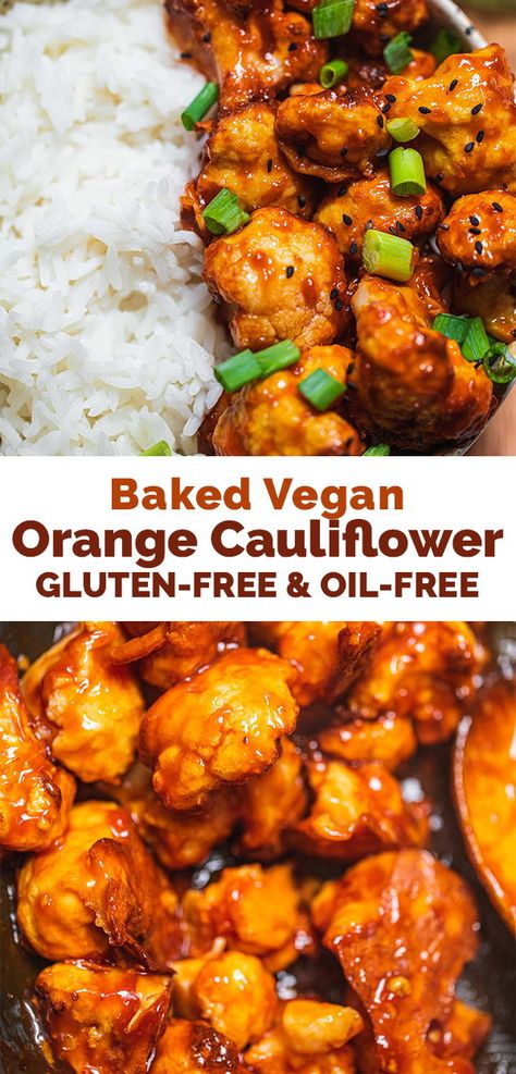 Starch Solution Recipes, Vegan Cauliflower Recipes, Orange Cauliflower, Gluten Free Dinner Easy, Oil Free Vegan Recipes, Comforting Dinner, Plant Based Diet Recipes, Vegan Cauliflower, Oil Free Vegan