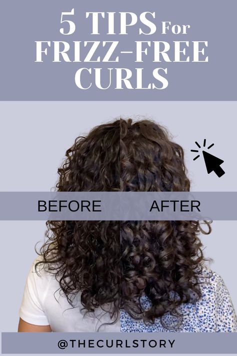 Before and After. From Frizzy Hair to smooth curls. Back Curly Hair, Get Your Curls Back, Rid Of Frizzy Hair, Frizzy Hair Remedies, Curled Hairstyles For Medium Hair, Frizzy Curls, Frizzy Curly Hair, Frizz Free Curls, Transition Goals