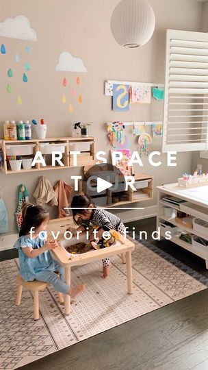 77K views · 3.6K reactions | 🎨 ART SPACE TOUR - sharing a beloved corner in our home! Comment LINK and I’ll send you a list of our art favorites 🙌🏻 

We converted a nook in our kitchen into a creative space for art and sensory play. Everything is intentionally accessible with less used crafting supplies kept in a separate art cart that we can pull out from a closet since our toddler can’t handle free access to pom poms and googly eyes yet 😅 

They have free reign here but are expected to tidy up including wiping down surfaces each day. Our philosophy is to encourage making mini messes but discourage big ones - i.e. put one thing back before getting something else out. It’s worked really well and has kept this area fun and manageable.
.
.
.
.
.
.
#toddlerplay #artforkids #kidactivities Toddler Art Corner, Small Space Kids Play Area, Montessori Snack Station, Art Area Preschool, Kids Art Corner, Bristol Houses, Reading Corner Kids, Kids Art Table, Free Reign