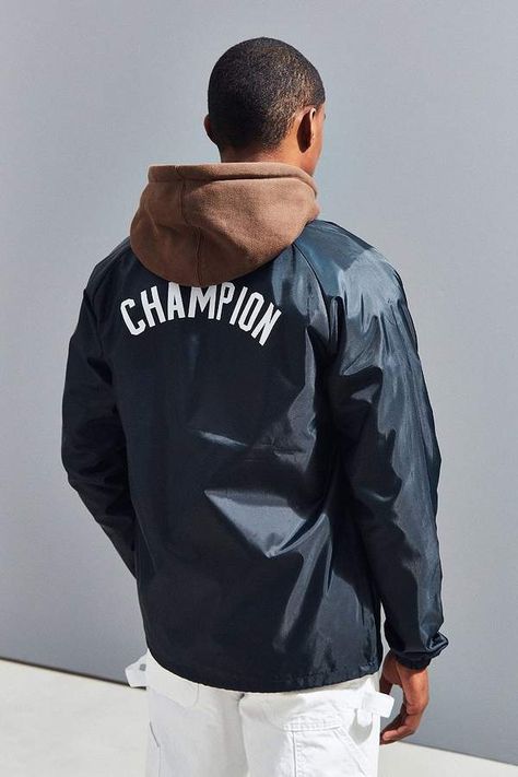 Champion Coach Jacket Street Apparel, Street Basketball, Virtual Wardrobe, Trendy Mens Fashion, Team Coaching, Mens Fashion Inspiration, Mens Fashion Urban, Latest Mens Fashion, Coach Jacket