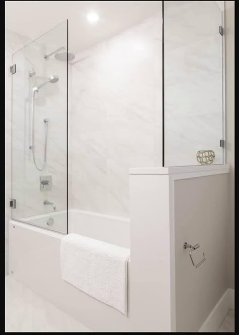 Guest Bedroom Storage, Bathtub With Glass Door, Tub Shower Combo Remodel, Tub With Glass Door, Small Bathroom With Tub, East Vancouver, Glass Shower Wall, Bathroom Upstairs, Bathtub Shower Combo