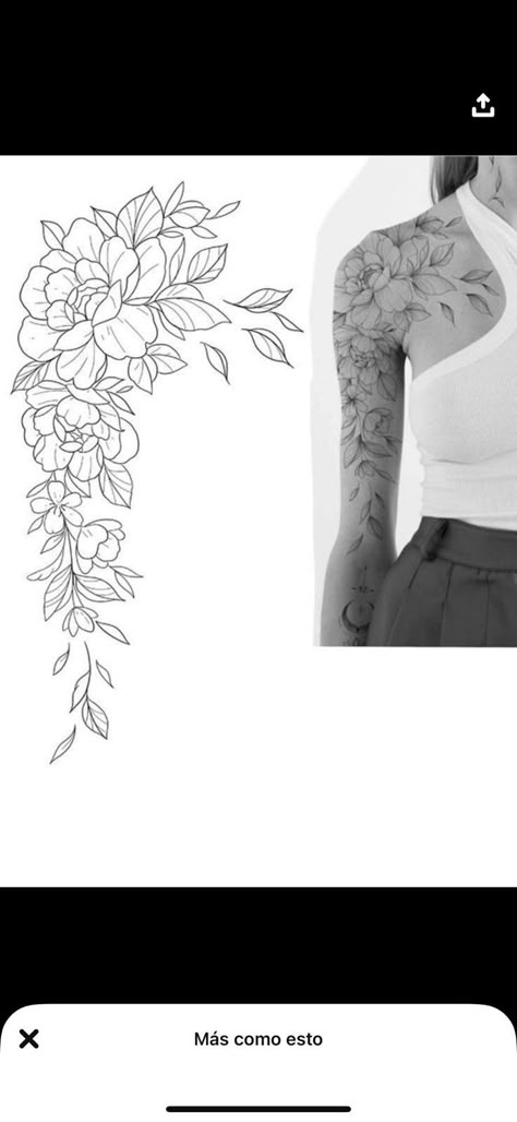 Tattoo Ideas Realism, Women Sleeve Tattoo Ideas, Women Sleeve Tattoo, Tattoo Ideas Butterfly, Tattoo Ideas Black, Floral Tattoo Shoulder, Remembrance Tattoos, Floral Tattoo Sleeve, Sleeve Tattoo Ideas