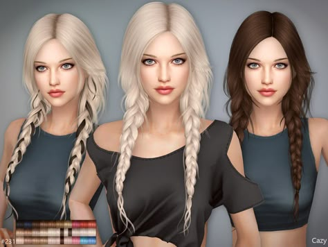 Die Sims 4, Mod Hair, 4 Braids, Pelo Sims, Free Sims 4, Tumblr Sims 4, Sims 4 Dresses, Sims 4 Characters, Sims4 Clothes