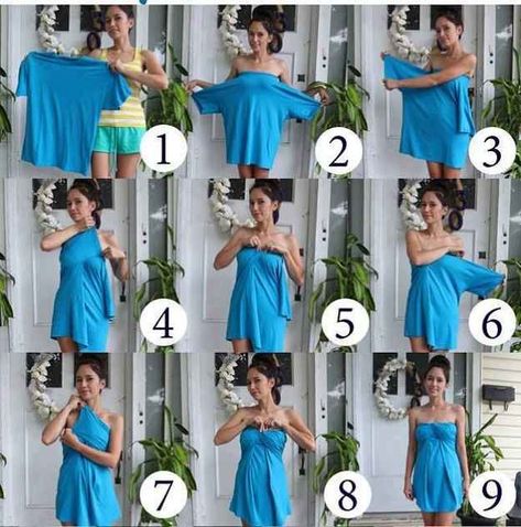 Convertir un vestido en una camiseta Robe Diy, Creative Life Hacks, Life Hacks Every Girl Should Know, Hacks Every Girl Should Know, Diy Vetement, Creation Couture, Cool Ideas, Diy Dress, T Shirt Diy