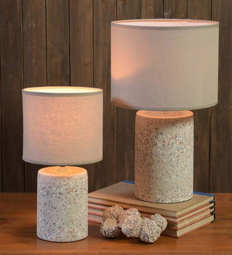 Terrazo Accent Table Lamp Collection | VivaTerra Wisteria Ideas, Decoration Of Room, Cement Home Decor, Table Decor Bedroom, Table Terrazzo, Cement Home, Room Decor Desk, Concrete Containers, Cement Pendant Light