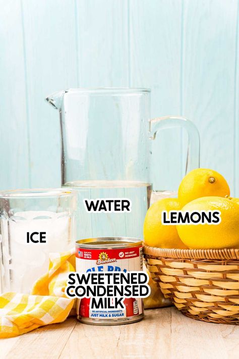 This three ingredient creamy lemonade recipe has gone viral on TikTok for a reason. It's super easy to make, delicious, and a great way to cool down on a hot day! Condensed Milk Lemonade, Cotton Candy Lemonade, Lemonaid Recipe, Hot Lemonade, Summer Lemonade Recipes, Lemon Stand, Fresh Lemonade Recipe, Creamy Lemonade, Cotton Candy Drinks