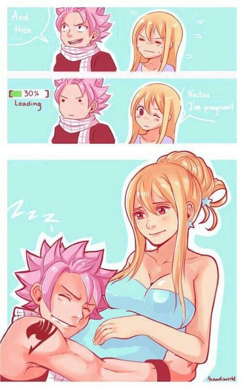 Nalu Natsu X Lucy Pregnant, Nastu Lucy, Nalu Family, Nalu Moments, Nalu Comics, Natsu E Lucy, Fairy Tail Comics, Fairy Tail Family, Natsu Fairy Tail