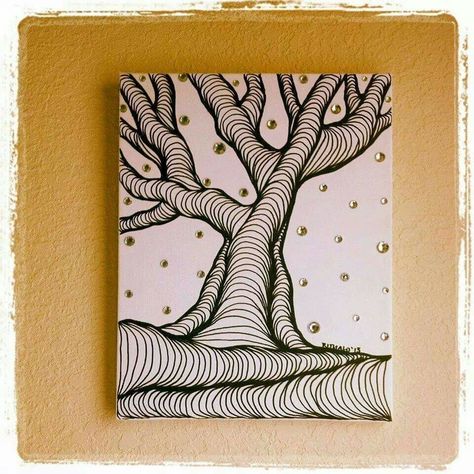 Tree Drawing Black And White, Zentangle Tree, Compass Art, Tree Doodle, Doddle Art, Zen Doodle Patterns, Zentangle Artwork, Doodle Art Journals, Pen Art Drawings