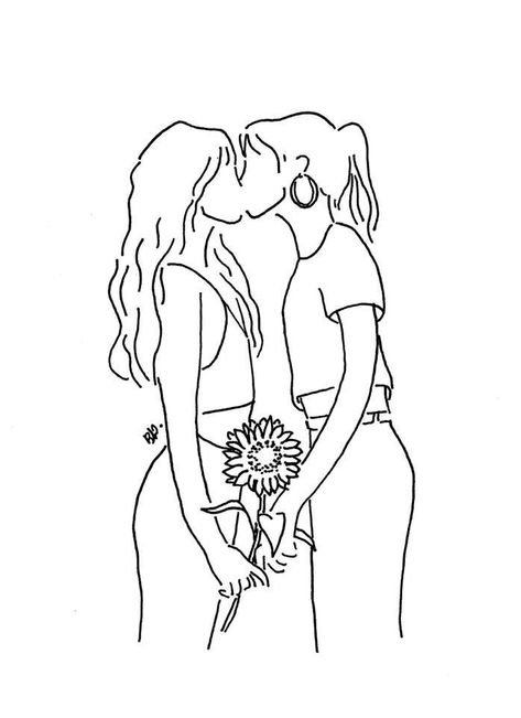 Minimalist Drawing, Lesbian Art, Lgbt Art, Gay Art, Line Art Drawings, Best Ideas, 그림 그리기, Line Drawing, Drawing Sketches