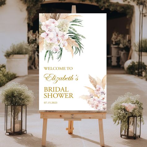 Boho Bridal Shower Welcome Sign, Bridal Shower Decor, Blush Pink Floral, Pampas, Foam Board Sign Foam Board Sign, Welcome Sign Bridal, Bridal Shower Table Decorations, Bridal Shower Tables, Bridal Shower Decor, Boho Bridal Shower, Bridal Shower Welcome Sign, Shower Welcome Sign, Boho Bridal