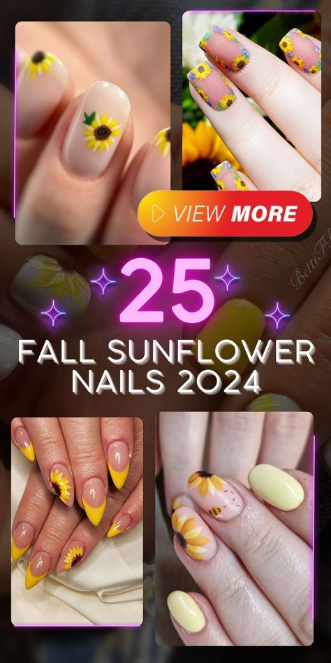 Elevate your manicure game with fall sunflower nails 2024 featuring art designs and long lengths. Gel short square and stiletto shapes create a bold and stylish appearance. Brown and navy blue shades with sunflower accents add a touch of sophistication. Follow the latest designs acrylic and gel trends for a polished and elegant look. These nails are perfect for any occasion and easy to maintain, ideal for celebrations and everyday wear. Fall Sunflower Nails Design, Sunflower Gel Nails, Fall Sunflower Nails, Sunflower Nails Design, Sunflower Nail Ideas, Sunflower Nail Designs, Navy Blue Shades, Fall Pedicure, Sunflower Nail