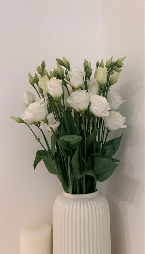 Ikea Flower Vase, Aesthetic Flowers In Vase, White Roses Aesthetic, White Flower Decor, White Flowers Aesthetic, Cute White Flowers, Boho Vase, Mint Green Aesthetic, Vintage Flowers Wallpaper