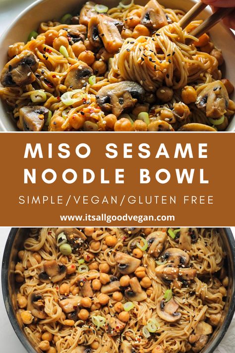 Miso Sesame Noodles, Miso Ramen Soup, Sesame Noodle, Sesame Noodles Recipe, Free Noodles, Miso Sauce, Healthy Vegan Dinner Recipes, Bowl Meals, Vegan Noodles