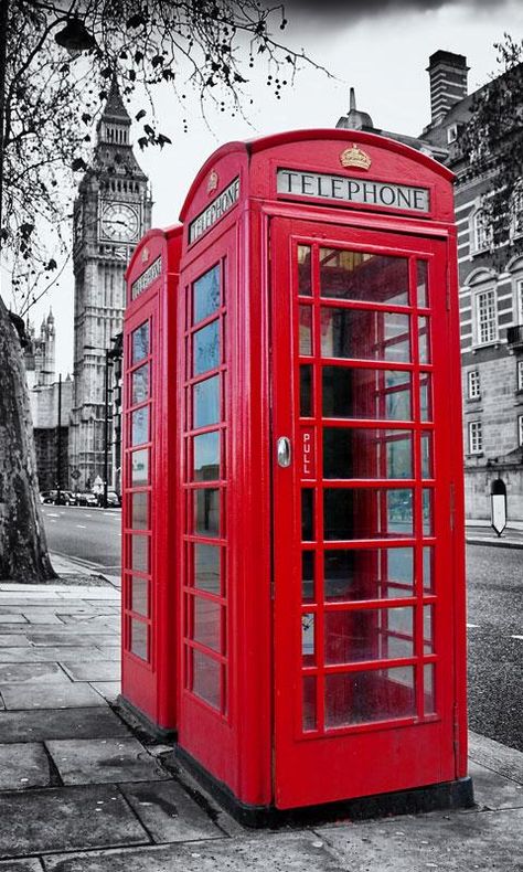 2 Telephone Kiosk, London Phone Booth, Red Phone Booth, Red Telephone Box, Red Telephone, Color Splash Photography, Splash Photography, Telephone Box, Telephone Booth