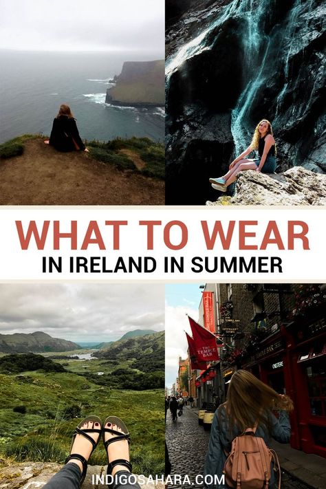 what to wear in ireland in summer Ireland Summer Outfits, Scotland Summer Outfits, Ireland Vacation Outfits, What To Wear In Ireland, Ireland Clothes, Summer In Ireland, Ireland Summer, Ireland Packing List, Backpacking Ireland