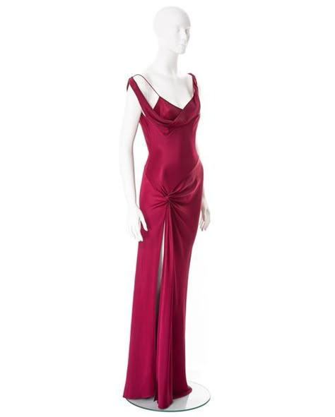 one of a kind archive on Instagram: "John Galliano crimson bias-cut satin evening dress, fall 1999" John Galliano Archive, 90s Evening Dresses, John Galliano Dress, Classic Evening Dress, Galliano Dress, Gown Aesthetic, Bias Dress, Barbie Pink Dress, Satin Evening Dress