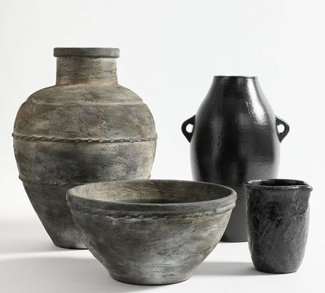 Artisan Handcrafted Terracotta Vases | Pottery Barn Pottery Barn Vase, Pottery Barn Black, Terracotta Vases, Vase Tall, Black Pottery, Terracotta Vase, Vase Pottery, Handcrafted Pottery, Eucalyptus Branches