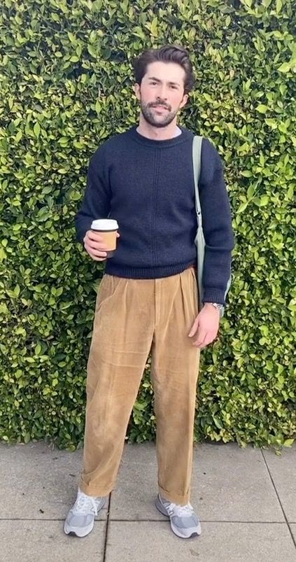 Cordrouy Pants Outfit Aesthetic, How To Style Corduroy Pants Men, Men Courdoroy Pants Outfit, Corduroy Pants Outfit Mens, Baggy Curdoroy Pants Outfit Men, Men’s Fashion Corduroy, Men’s Corduroy Pants Outfit, Men’s Courdoroy Pants, Dad Outfits