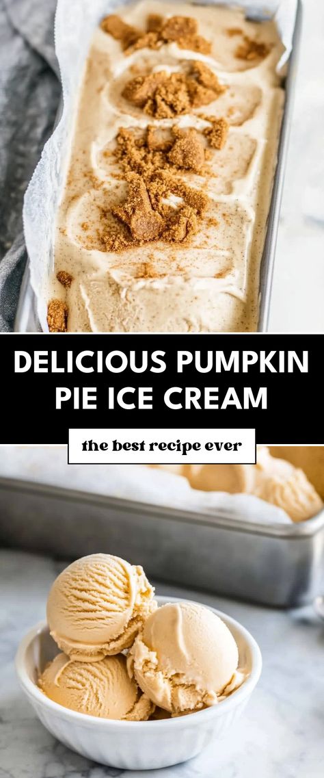 Image for Delicious Pumpkin Pie Ice Cream Homemade Pumpkin Spice Ice Cream, Fall Homemade Ice Cream, Homemade Maple Ice Cream, Pumpkin Pie With Whipped Cream, Thanksgiving Ice Cream Desserts, Pumpkin Ice Cream Dessert, Cold Pumpkin Desserts, White Pumpkin Pie, Pumpkin Pie Ice Cream Cake