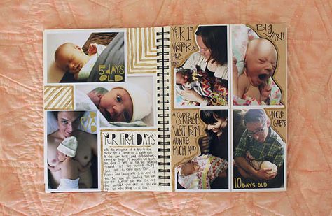 Baby’s First Year Journal: Part II. Tips for making an unconventional baby book. Diy Baby Book, Polaroid Book, Year Scrapbook, Baby Book Pages, Baby First Year, Baby Books Diy, Baby Scrapbook Pages, Baby Boy Scrapbook, Diy Rose