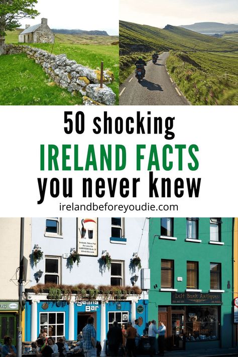 Ireland is a country full of fascinating history and culture. So, here are 50 shocking facts you never knew about Ireland. #Irishfacts #Irelandfacts #Ireland Irish Heritage Culture, Fun Facts About Ireland, Facts About Ireland, Ireland Facts, Ireland People, Backpacking Ireland, Ireland Weather, Ireland Hotels, Best Of Ireland