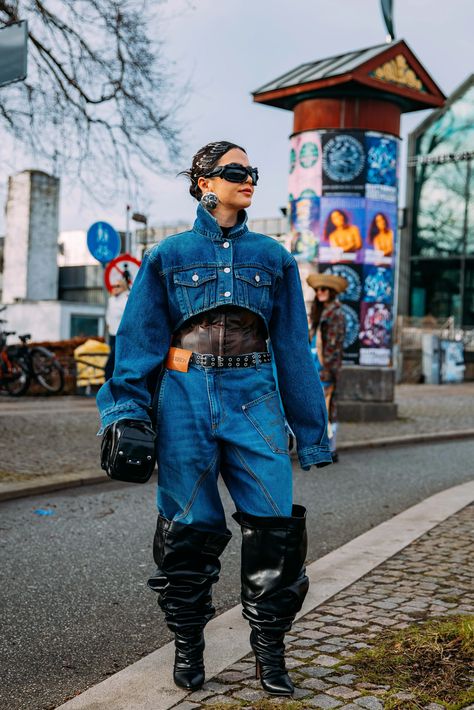 Copenhagen Fashion Week 2023, Copenhagen Fashion Week Street Style, Denim On Denim Looks, Fashion Week 2023, Unusual Clothes, Street Style Photos, Copenhagen Fashion, B Fashion, Funny Fashion