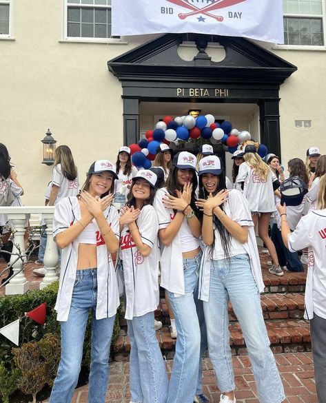 Baseball Theme Bid Day Sorority, Welcome To The Big Leagues Bid Day, Baseball Sorority Theme, Baseball Bid Day Theme, Baseball Bid Day, Sorority Work Week, Sorority Themes, Big Little Basket, Bid Day Themes