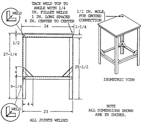 Simple welding table designs for small or large projects and plans to build a vintage style table. Beginner Welding Projects, Beginner Welding Projects Ideas, Beginner Welding, Welding Projects Ideas, Welding Table Diy, Welding Design, Table Build, Welding Shop, Welding Jobs