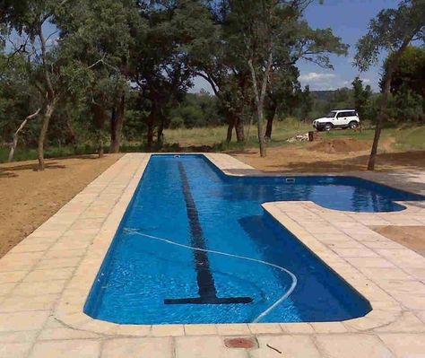 Backyard lap pool Lap Pools Backyard, Swimming Pool Prices, Lap Pool Designs, Inground Pool Designs, Pool Plaster, Moderne Pools, Pool Cost, Fiberglass Pool, Pool Kits