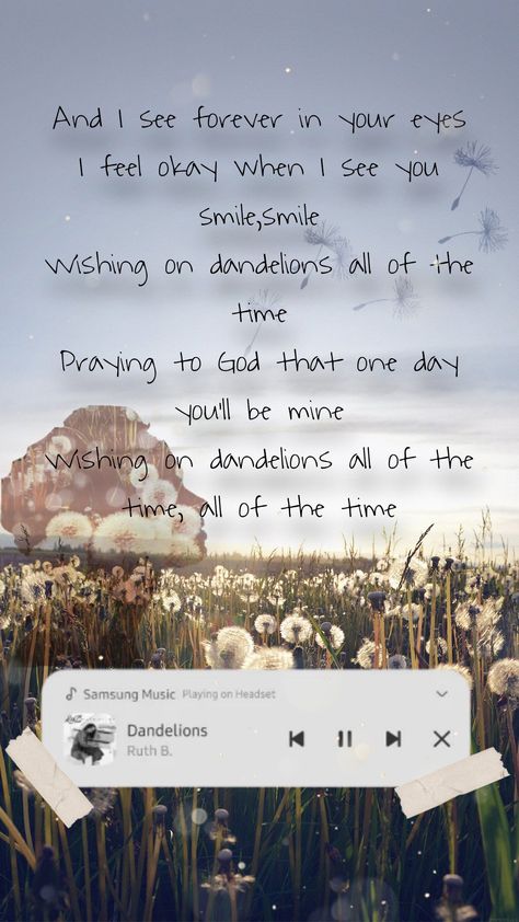 Dandelions song wallpaper Dandelions Song Drawing, Dandelions Song Wallpaper, Dandelions Quote, Dandelions Song Aesthetic, Dandelion Wallpaper Aesthetic, Dandelion Song Lyrics, Dandelion Anime, Dandelions Aesthetic, Dandelions Song