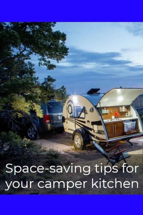 Trailer Camping Hacks, Teardrop Trailer Interior, Teardrop Trailer Camping, Teardrop Camper Interior, Travel Trailer Organization, Trailer Organization, Teardrop Camping, Rv Dreams, Camper Kitchen