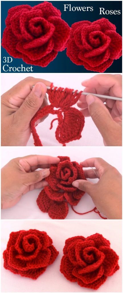 Roses Au Crochet, Peacock Crochet, Crochet Roses, Crochet Flowers Free Pattern, Crochet Easy, Crochet Simple, Crochet Flower Tutorial, Crochet Rose, Crochet Motifs