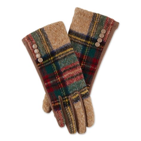 Daphanie Plaid Gloves - Khaki | Faire.com Womens Khakis, Tickled Pink, Decorative Buttons, Women Wholesale, Wren, Winter Glove, Care Products, Cool Style, Gloves